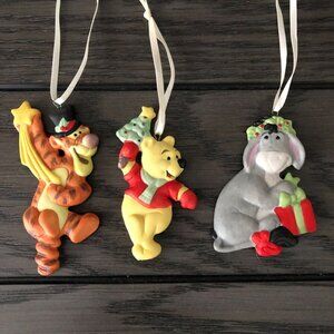 Disney Winnie The Pooh Set Of 3 Christmas Ornaments Ceramic Pooh Tigger Eeyore